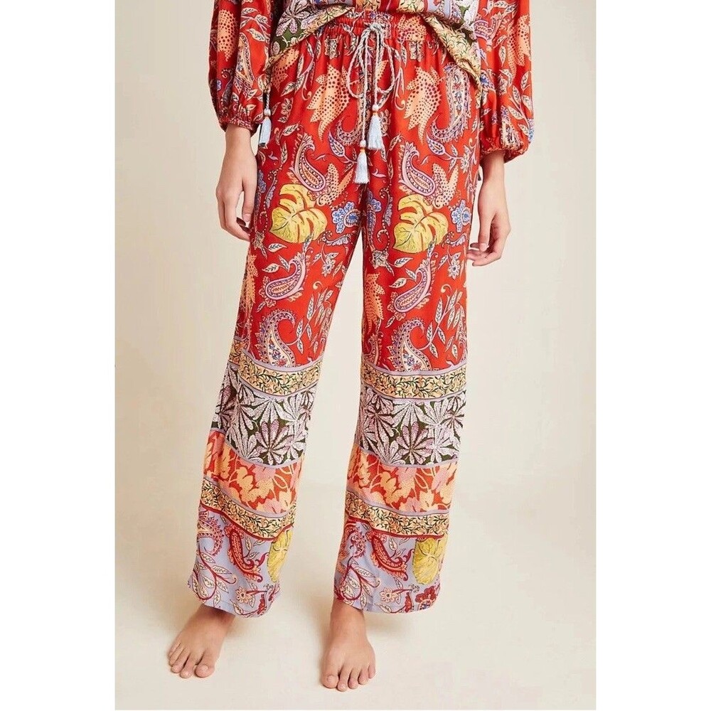 Anthropologie Womens Multicolor Sonrisa Paisley Pants  Wide Leg Sz XL